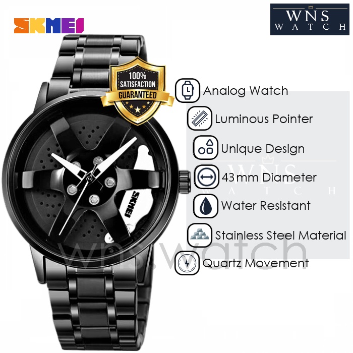 Jam Tangan Rantai Analog Pria Original Creative Unique Luminous Wristwatch Water Resistant Strap Sta