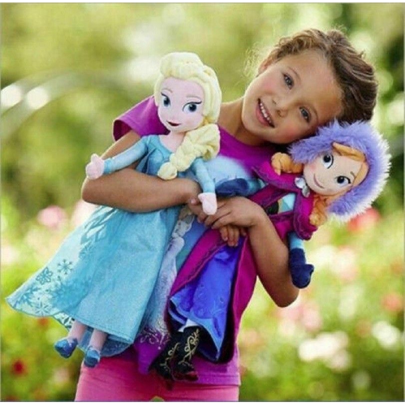 Boneka Frozen Princess Anna &amp; Elsa Lucu Bahan Plush untuk Hadiah