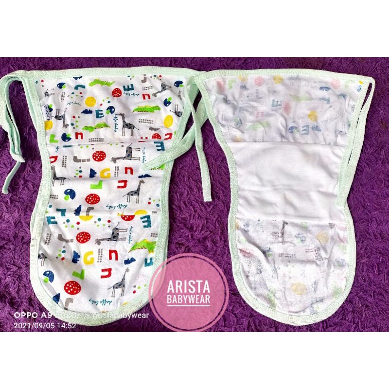 SNI DAFFA - 3PCS POPOK BAYI D/N(DOUBLE NIT) PUTIH MOTIF ANIMAL, BEST QUALITY