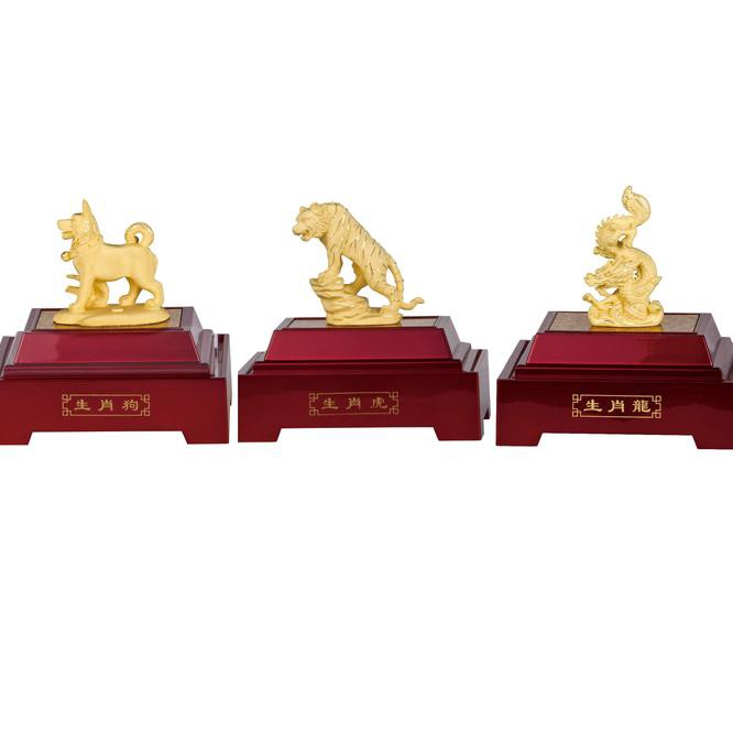 Terbaru 3 Set Pajangan Shio Lapis Emas Shio ( Anjing,Macan,Naga )