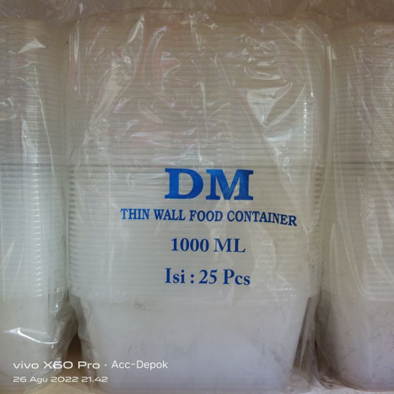 KOTAK MAKAN / FOOD CONTAINER THINWALL DM 500 650 750 1000 ML ISI 25 SET