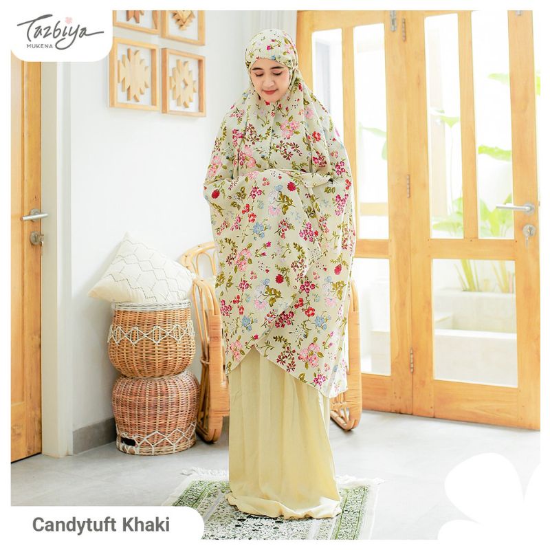 Mukena Tazbiya Candytuft Series Allsize Jumbo Dewasa Katun Rayon Motif