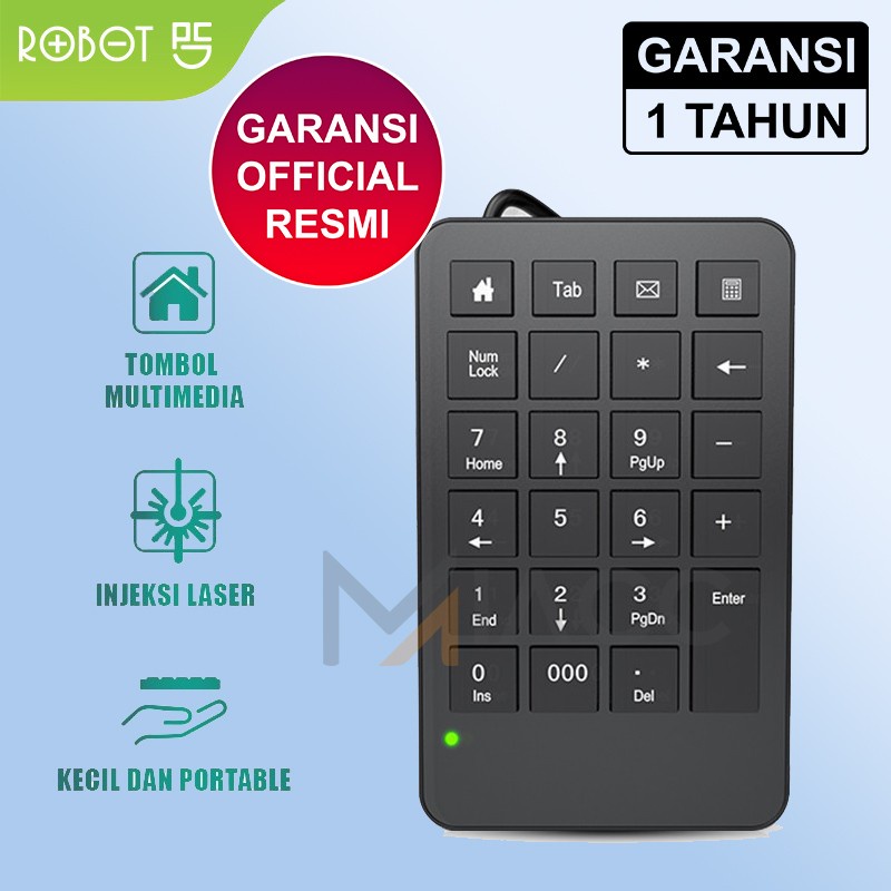 ROBOT RK01 Wired Numeric Keypad Black Tombol Angka NumLock