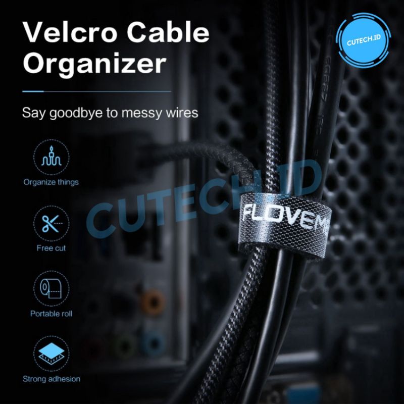 FLOVEME VELCRO CORD CABLE ORGANIZER MANAGEMENT HOLDER PENGIKAT KABEL