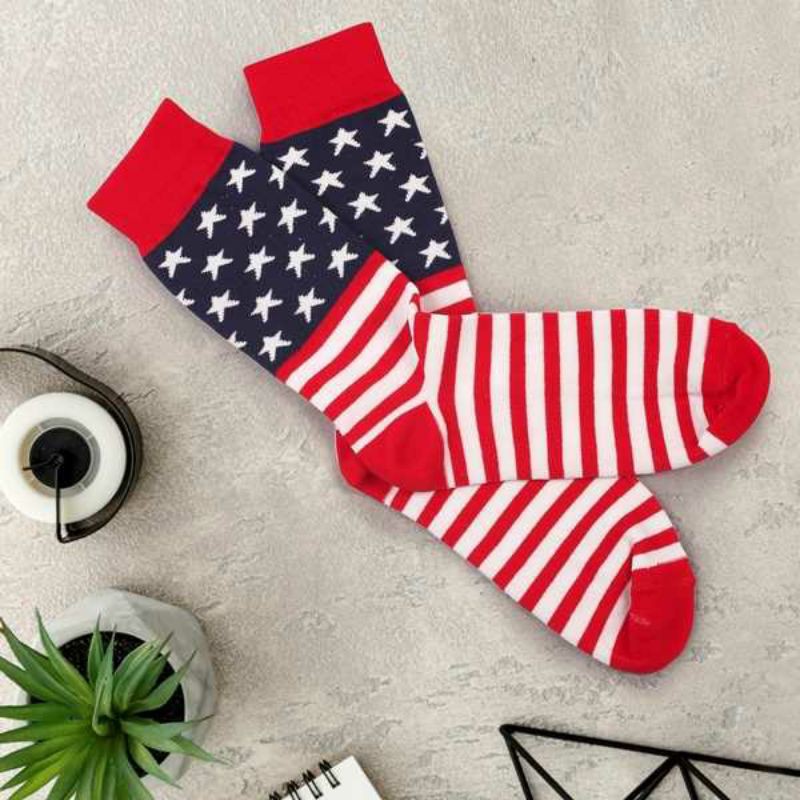 Kaos Kaki Panjang Pria Distro Merah strip Putih Bintang