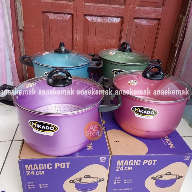 PROMO COD PANCI DANDANG LANGSENG KUKUS STEAMER 24 CM TUTUP KACA ALUMUNIUM MASPION logam jawa susu mie indomie perebus air masak sayur tebal alumunium murah Steamer Serbaguna murah dimsum kukusan somay warna biru ungu hijau pink ping magic pot magicpot