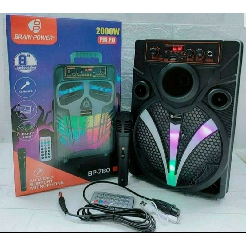 Speaker spiker wireless bluetooth plus mic 7806 8 inch portable Brain power