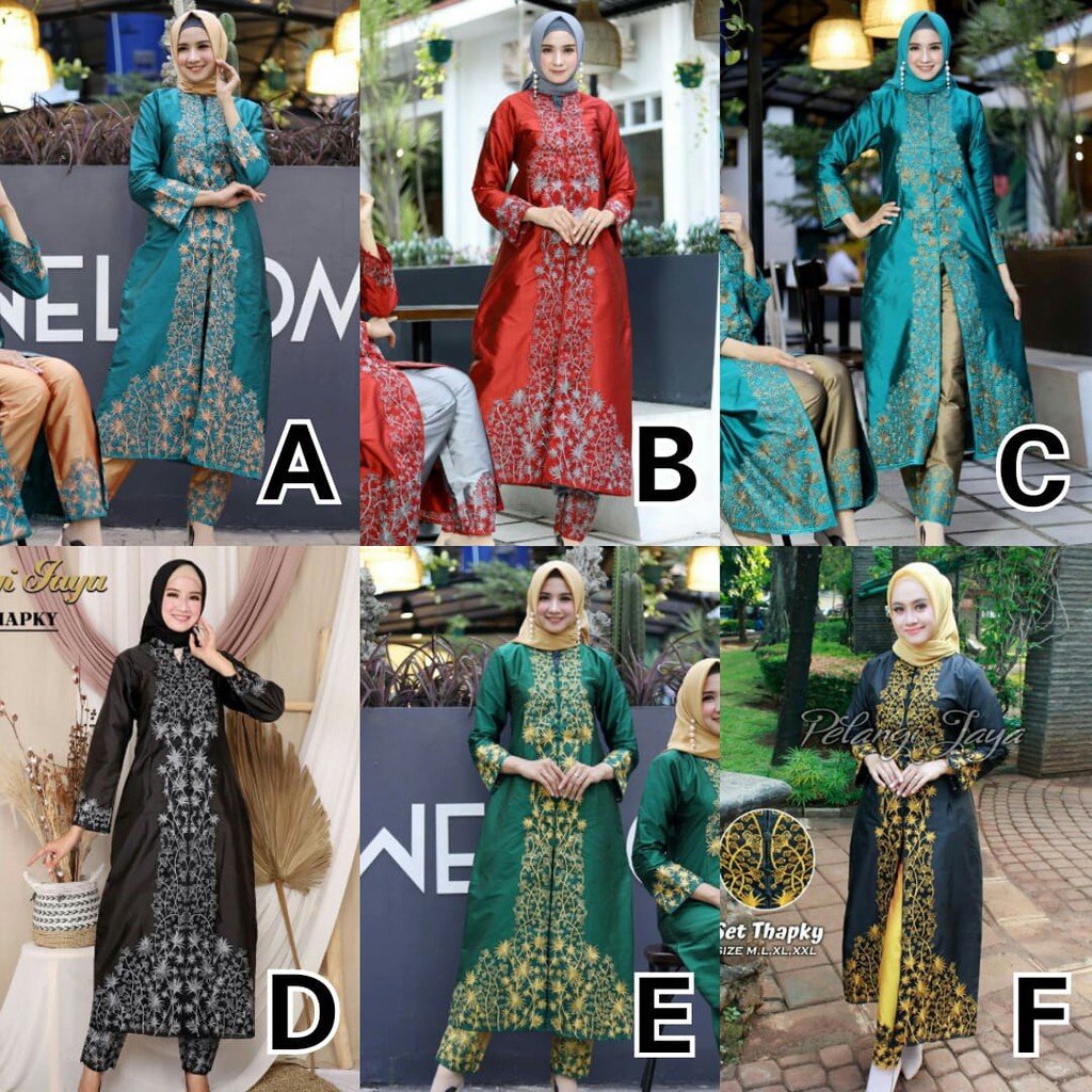 Abaya Gamis Muslim Thapky Setelan Celana Taffeta