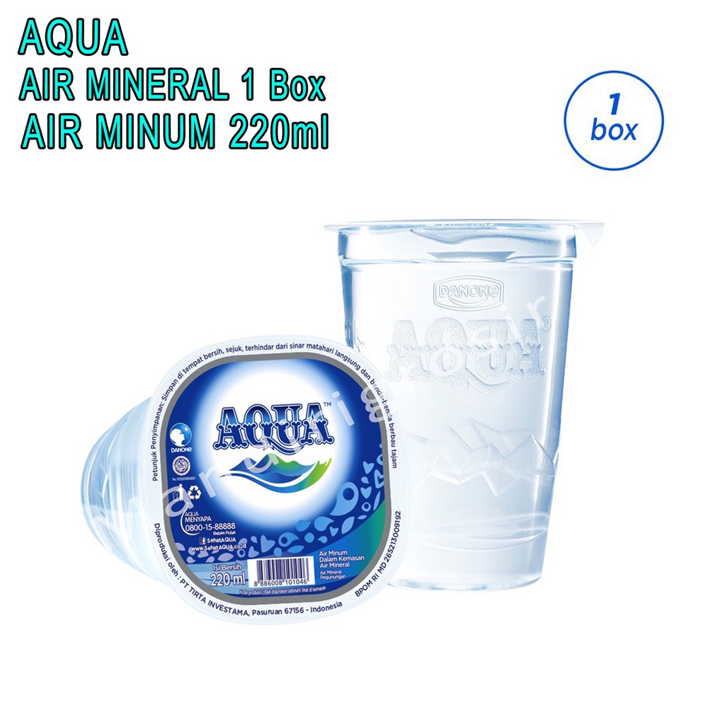 Aqua Gelas 220ml  * Aqua Air Mineral * 1 Dus isi 48pcs