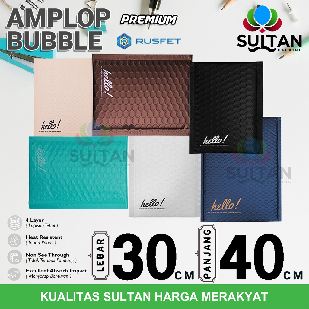 

AMPLOP BUBBLE MAILER 30x40cm WRAP ENVELOPE RUFSET PREMIUM TERMURAH SATUAN