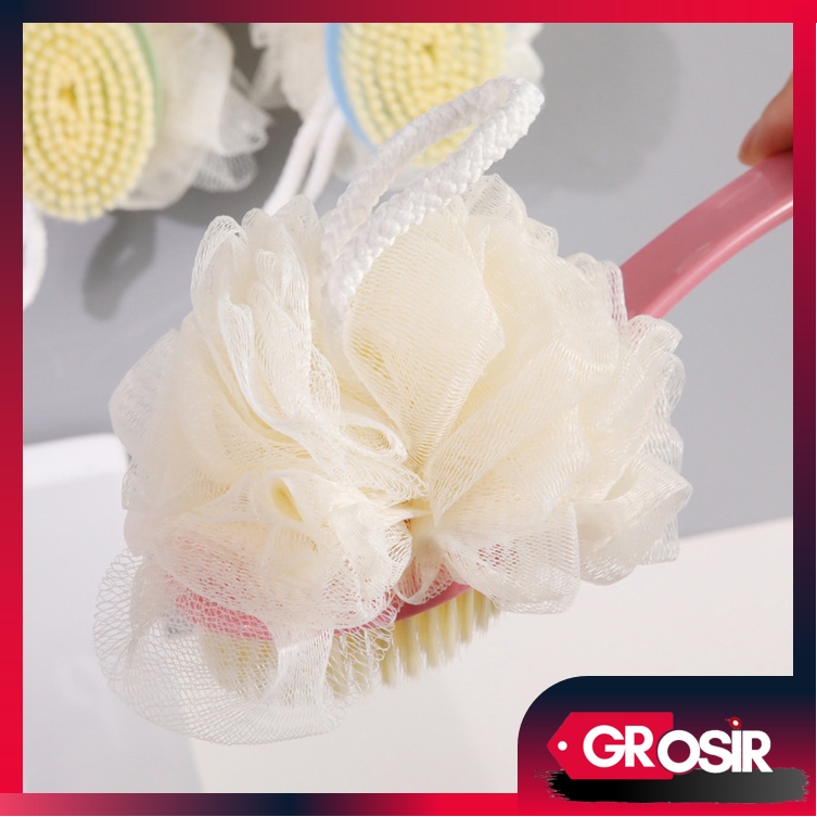 Grosir - H1022 Sikat Mandi Dua Sisi / Shower Puff + Sikat Gosok Punggung / Sikat Punggung Mandi / Bath Brush