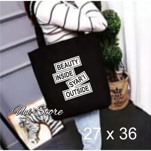 ( PAKAI RESLETING ) TAS TOTE BAG WANITA..SABLON KUAT &amp; RAPI ( TOKO UCI)