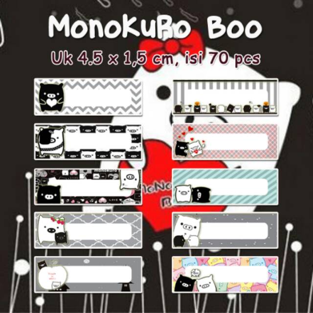 Stiker label nama tipe CB/CK Monokuro Boo