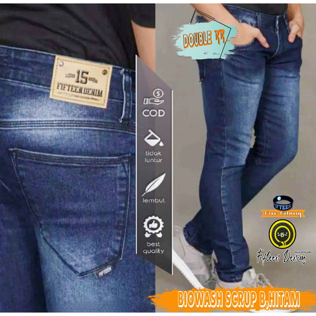 FIFTEEN DENIM celana jeans TERLARIS panjang skinny semi slimfit cowo/cowok/pria murah dan grosir