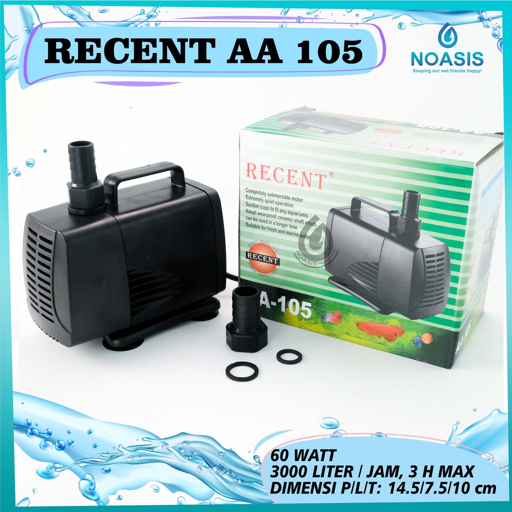 POMPA AIR CELUP AQUARIUM RECENT AA-105 SUMBERSIBLE PUMP