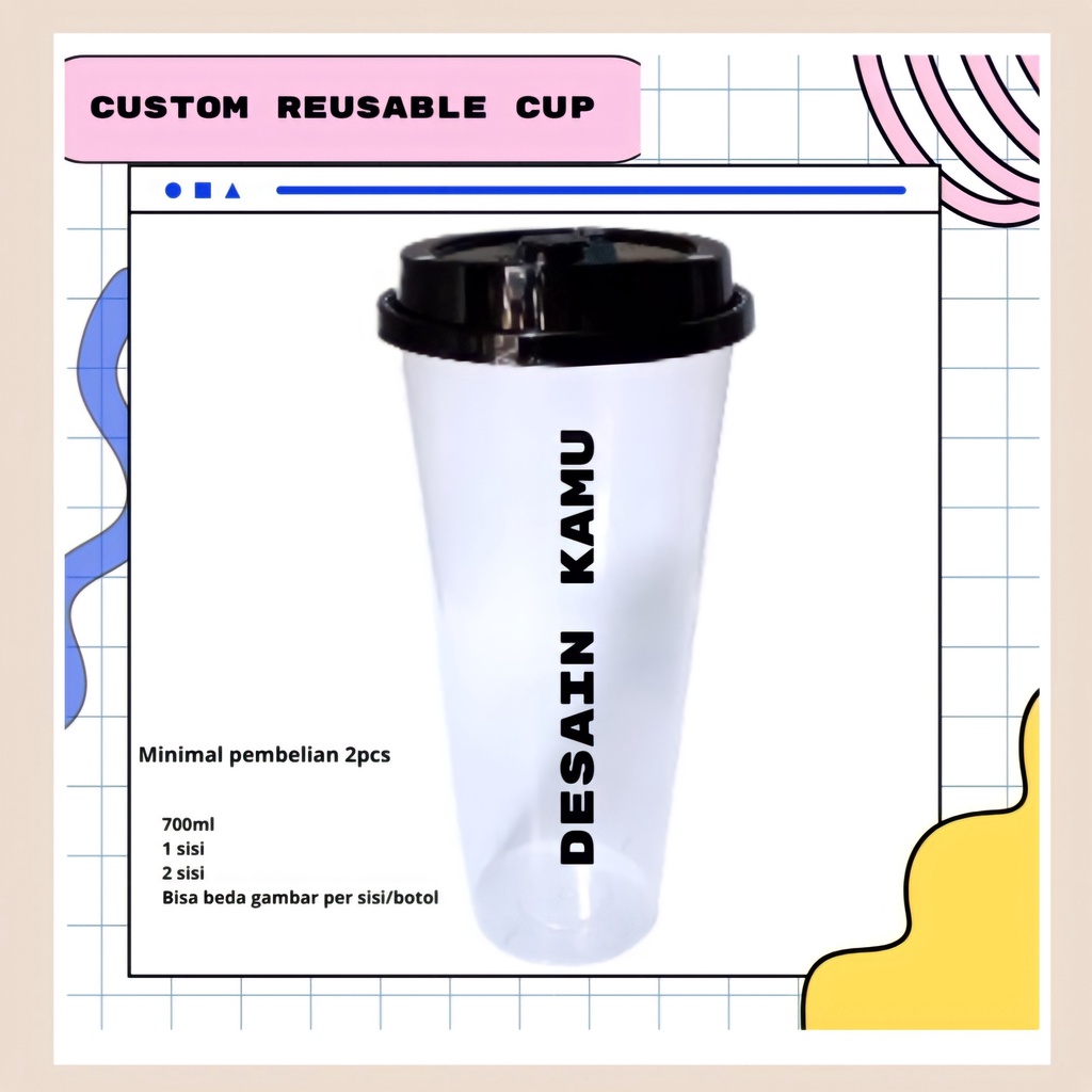 [WAJIB CO KARDUS] CUSTOM REUSABLE CUP BOTOL KPOP ANIME WESTERN DRAKOR/REUSABLE CUP CUSTOM TERMURAH P