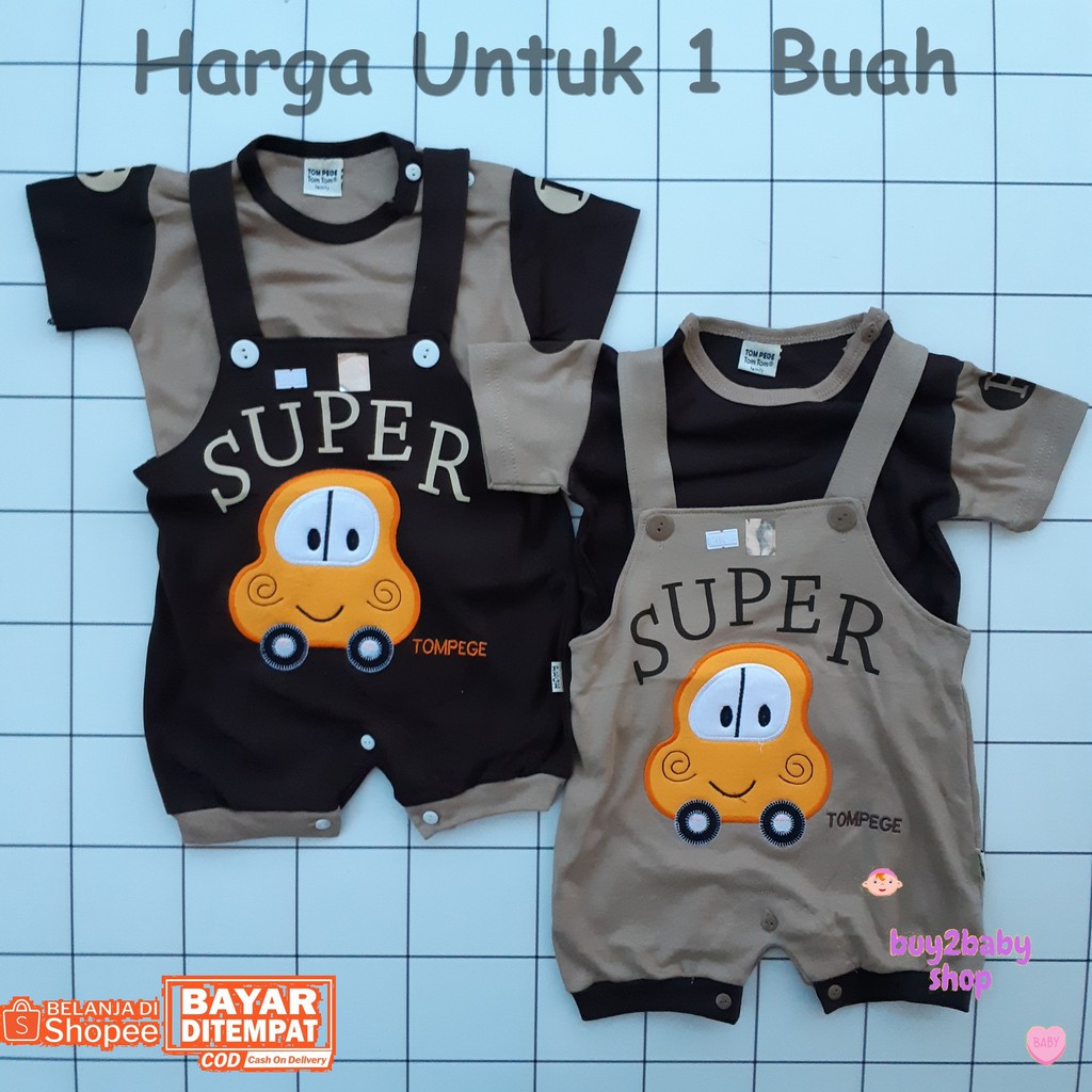 Baju kodok bayi overall pendek bayi model wearpack Super Tom Pege Series Tom-Tom 6-12 Bulan 1 PCS