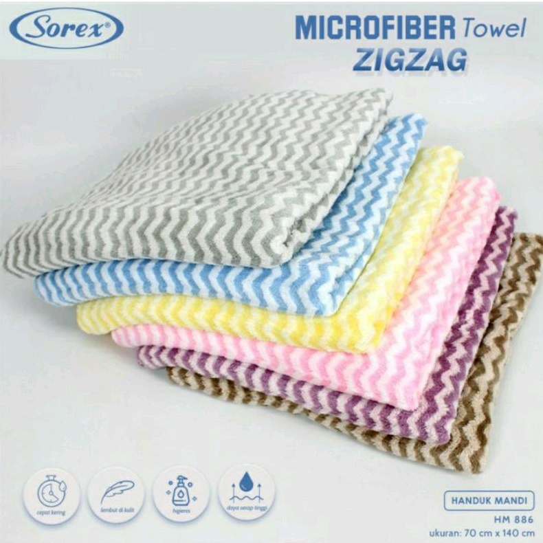 Handuk Bayi Sorex Super Soft Jumbo 70x140 / 50x100 cm HM886/891 Microfiber Towel Motif Zigzag Daya Serap Tinggi