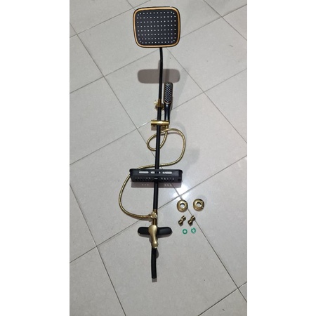 shower tiang set coulomn kuningan black gold / hitam emas  + kran panas dingin PROMO TERMURAH