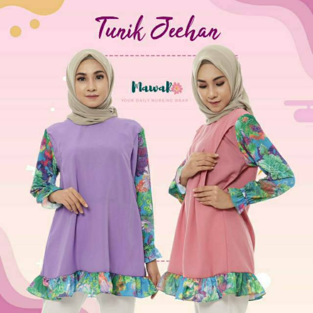 BAJU MENYUSUI - BAJU MENYUSUI MURAH - ATASAN MENYUSUI - PAKAIAN IBU HAMIL - TUNIK JEEHAN by MAWARO