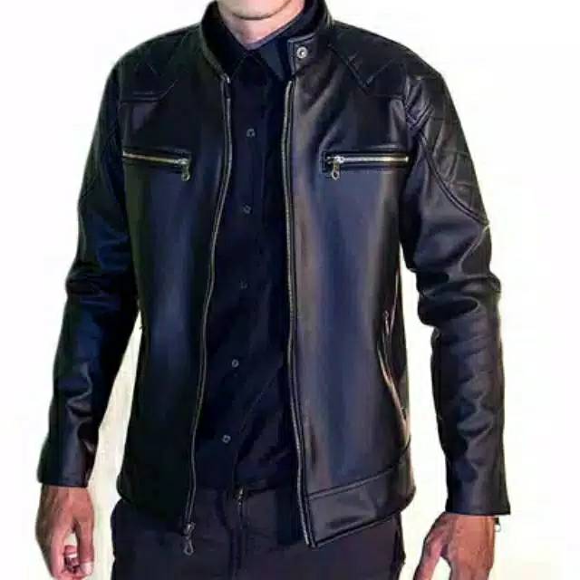 PREMIUM Jaket Kulit Pria Elegant Brownie ARL 033 Silverstone RFLA Ariel Noah Sintetis 90 Mirip Kulit