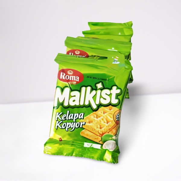 Biskuit Roma Malkist Kelapa Kopyor (1 renceng 10 pcs x 25gr) cemilan murah dan enak