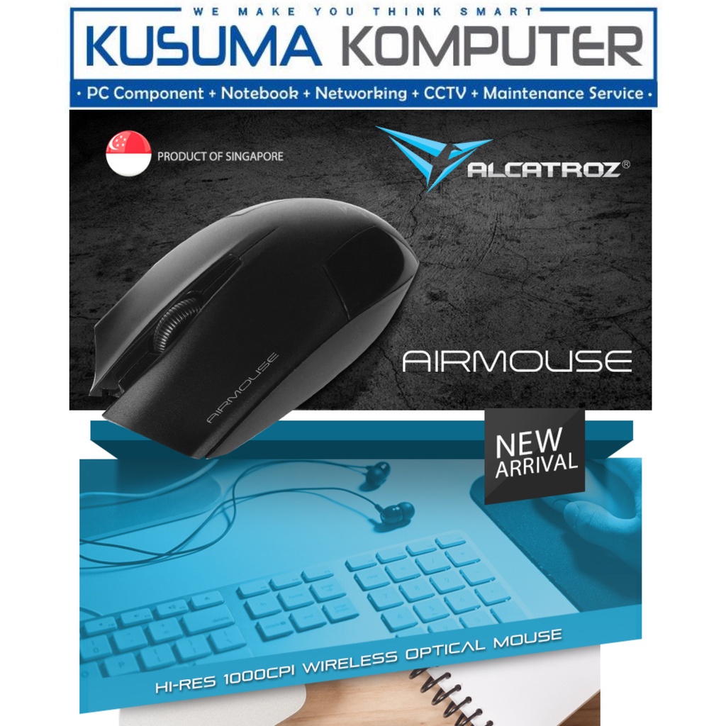 Alcatroz Airmouse Wireless Mouse Black Included Battery