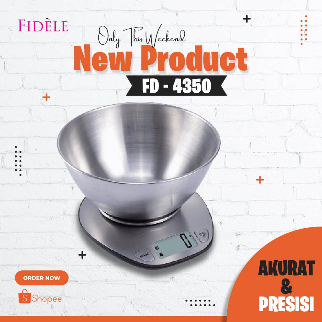 Timbangan Dapur Digital Mangkuk Besar 1.8L FIDELE FD-4350 Premium