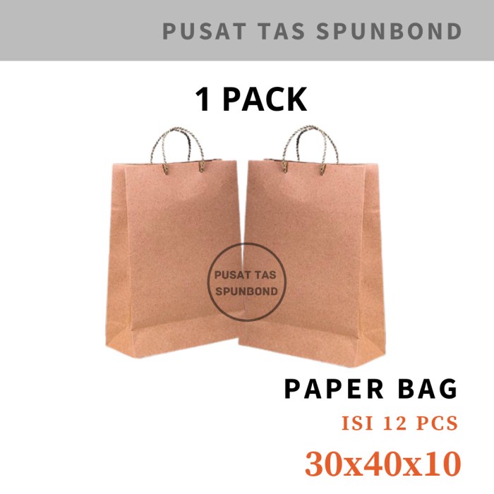 

BISA BAYAR DITEMPAT Paper Bag 30x40x10 - 1 PACK / Paper Bag Polos Coklat / Paper Bag Kraft