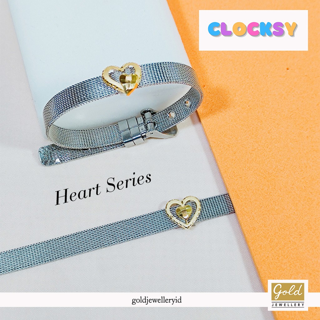 Gelang tali emas kuning  700 16k tali clocksy heart series