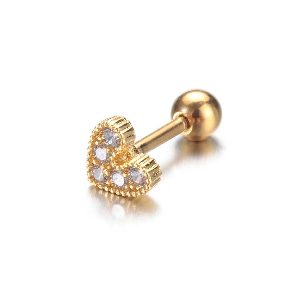 Needway Stud Earring Keong 1Pc Tulang Rawan Tragus Jantung Salib Bulan Berlian Imitasi Zirkon Perhiasan Tindik
