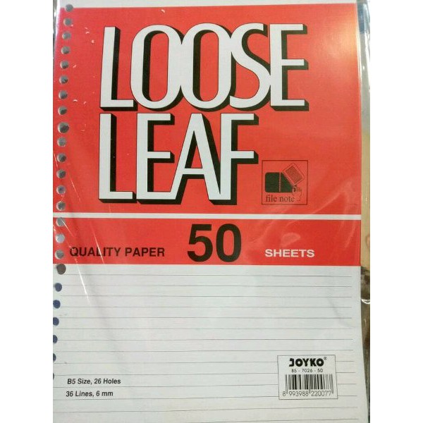 

Loose Leaf B5 isi 50lbr
