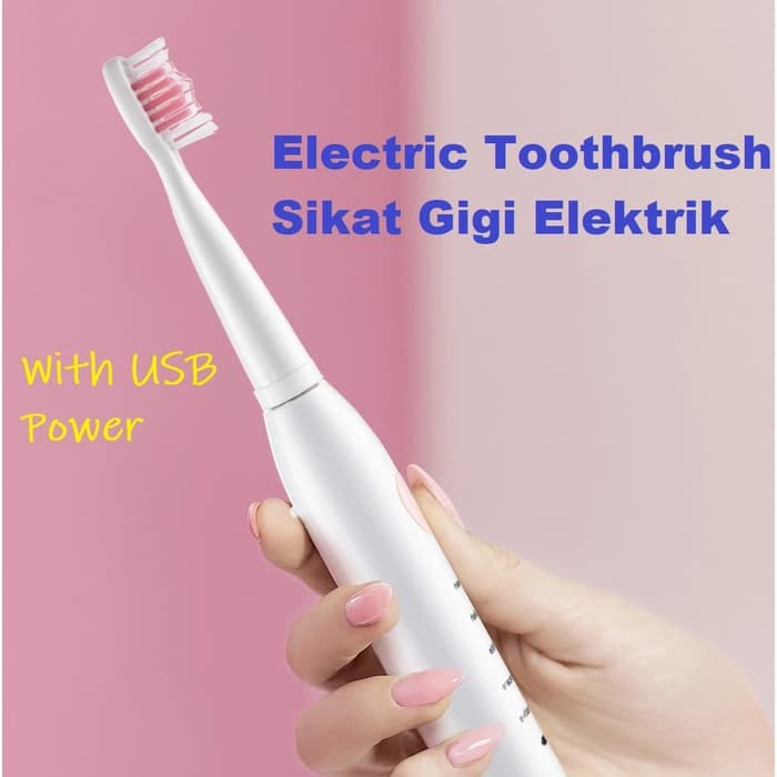 Sikat Gigi Elektrik USB Charger Sonic Vibration Electric Toothbrush