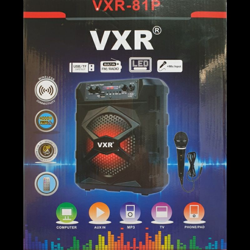 Speaker Portable 8 inch Bluetooth VXR-81P, Bonus Mic