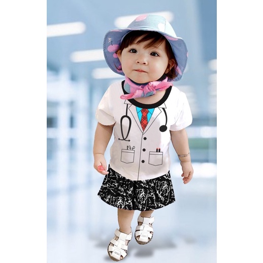 SETELAN ANAK CEWEK COWOK KARAKTER PILOT/DOKTER 6 BULAN-3 TAHUN/SABLON NAMA ANAK/UKIR NAMA ANAK/COSTUM NAMA ANAK