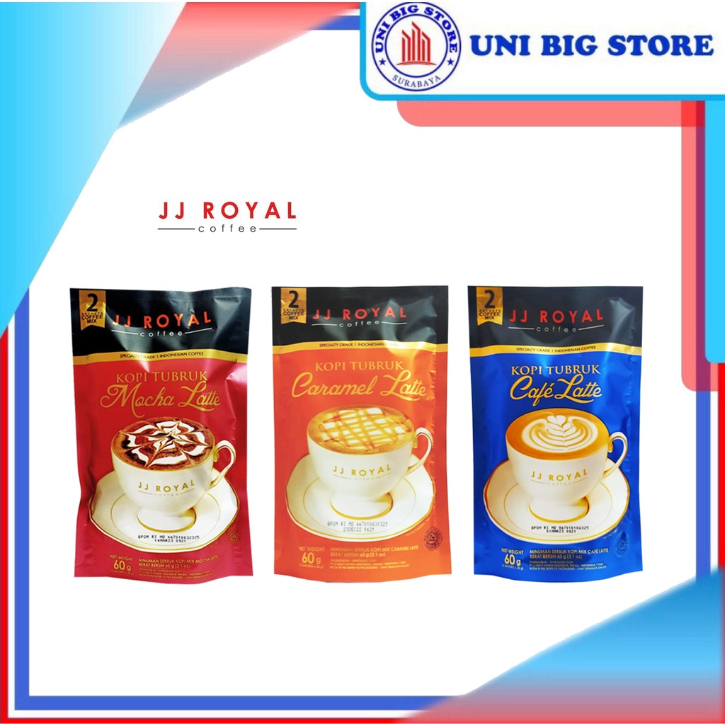 

JJ Royal Kopi Tubruk Cafe Latte - Caramel Latte - Mocha Latte 60 gr