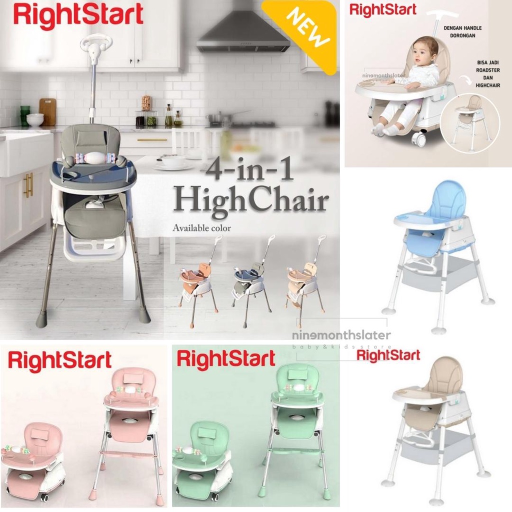 Right Start Roadster Lets Go Candy Highchair 4-in-1 Kursi Makan High Chair Roda Deluxe Baby Bayi Trike