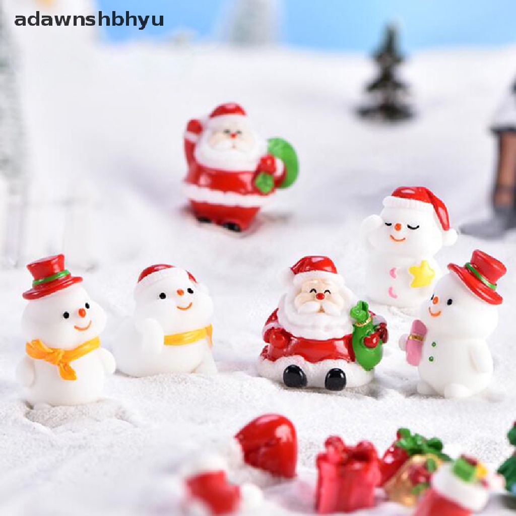 4 Pcs / lot Figure Mini Bahan Resin Desain Santa Claus Snowman Dan Pohon Natal Untuk Dekorasi