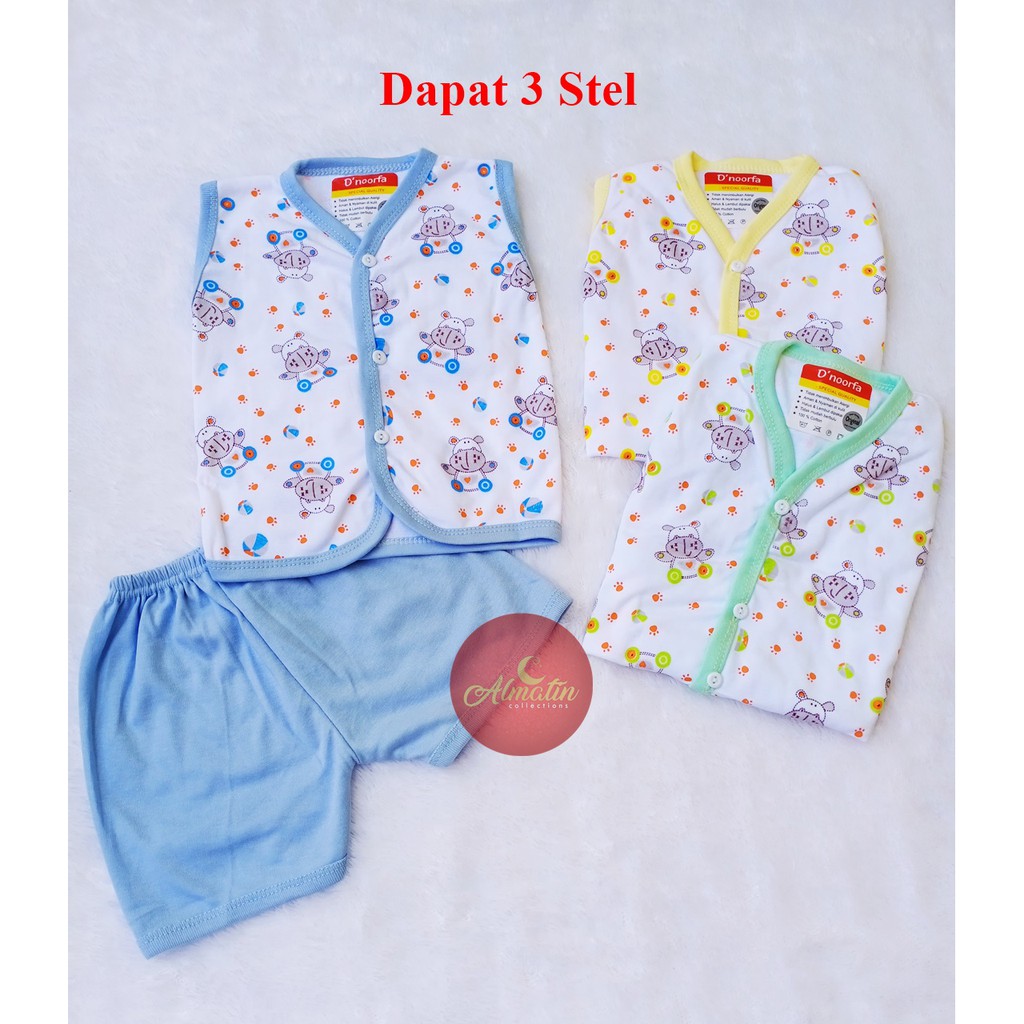 BAJU BAYI KUTUNG SNI / 3 STEL SETELAN BAJU ANAK / BAJU OBLONG ANAK KANCING DEPAN