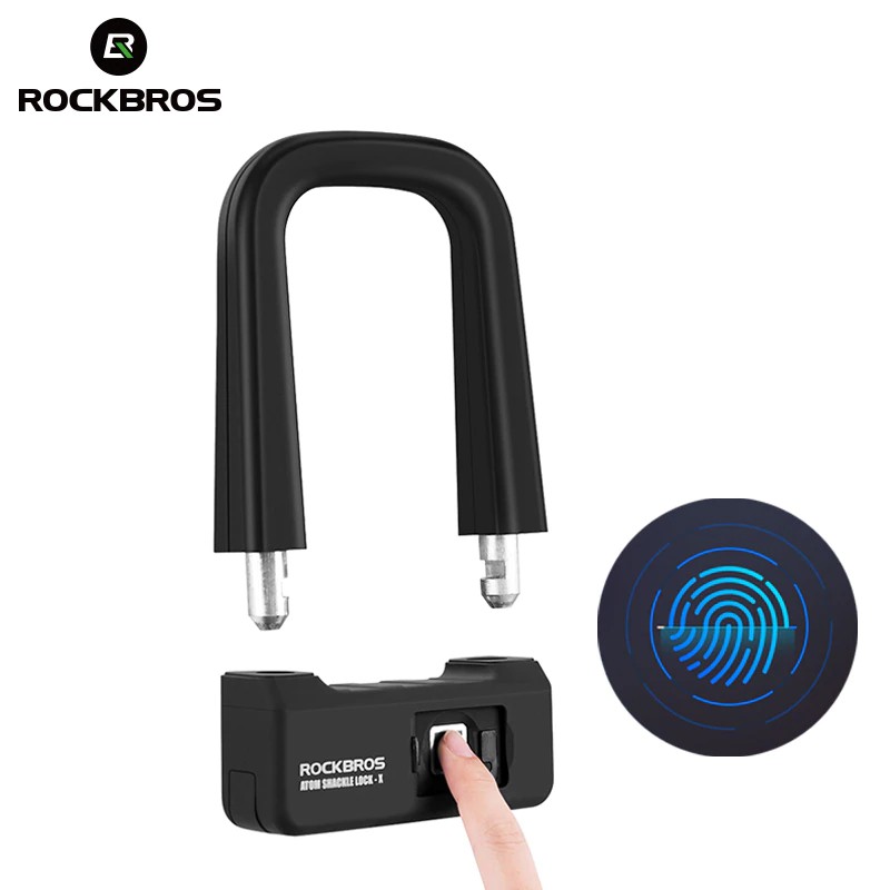 465 ROCKBROS FU1 Fingerprint Shackle U-Lock Anti Theft For Bicycle