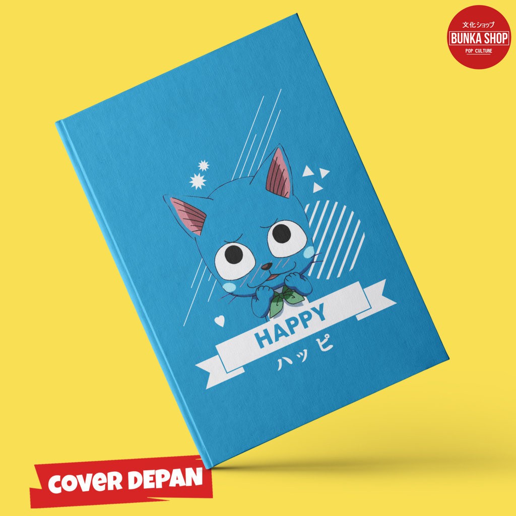 

Note Book Hardcover Anime Fairy Tail Happy Blue Cover Ukuran A5 Notebook Gift Couple