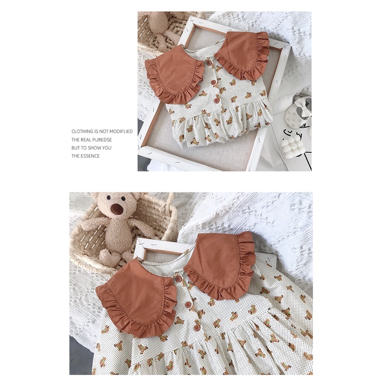 DRESS Anak Perempuan Dress COLLAR DOLL Dres bayi motif korea Baju Dress Anak Cewek Korea elegan lengan panjang Import