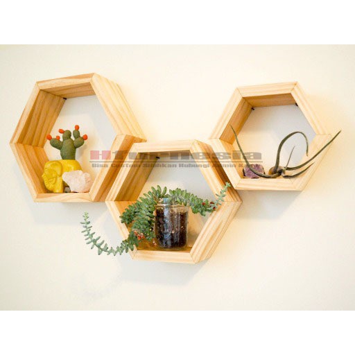 Dekorasi Dinding Hexagonal Rak Dinding Minimalis Kayu Dekorasi Dinding Hexagonal Rak Dinding Minimalis Kayu