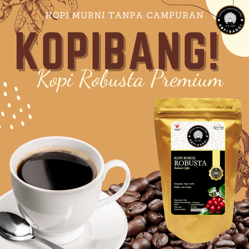 

BUBUK KOPI LAMPUNG / KOPI HITAM / PREMIUM COFFEE / KOPI ROBUSTA ASLI LAMPUNG BANG! 100G