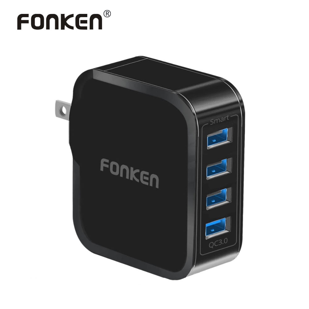 

FONKEN 4 Port Quick Charge 3.0 USB Charger Universal Fast Wall Charger 35W US Plug Travel Adapter