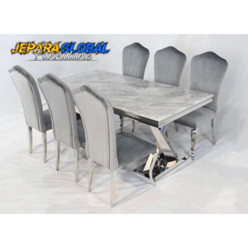 Kursi Meja makan stainless steel glossy chess (meja makan stainless,kursi makan mewah,kursi jok )