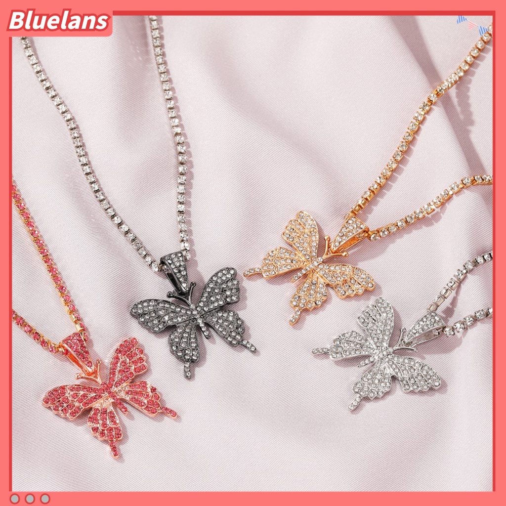 Kalung Choker Dengan Liontin Butterfly Aksen Berlian Imitasi Untuk Wanita