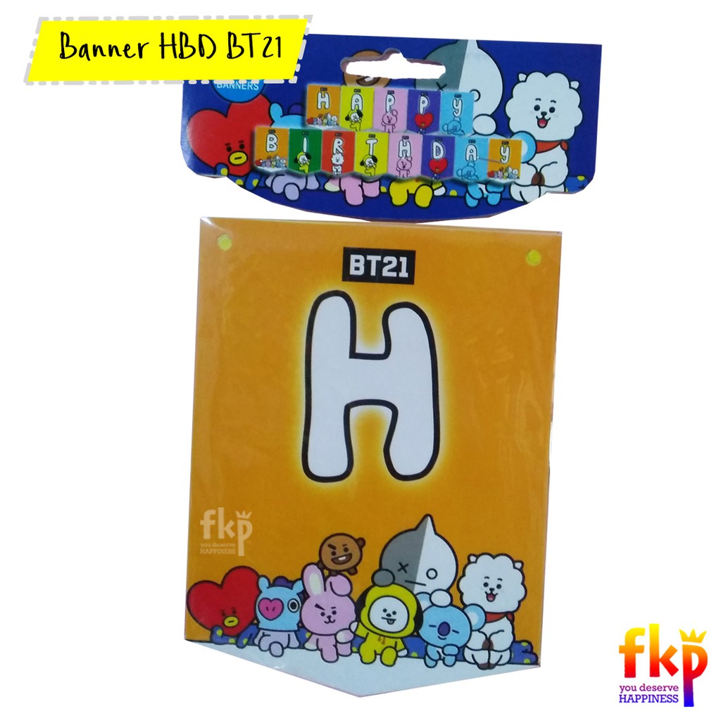 FUN KIDS PARTY Banner Ulang Tahun BT21 / Banner Gantung Happy Birthday BT21 / Banner Ultah Lucu