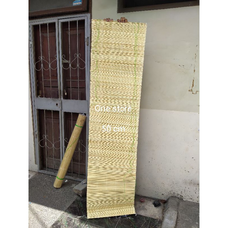 Tirai bambu putih 50x200 cm
