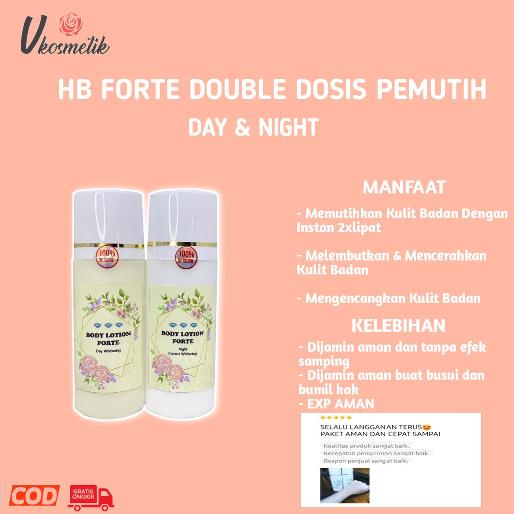 Lotion Hb Forte Double Dosis Pemutih Badan Whitening Hand Body